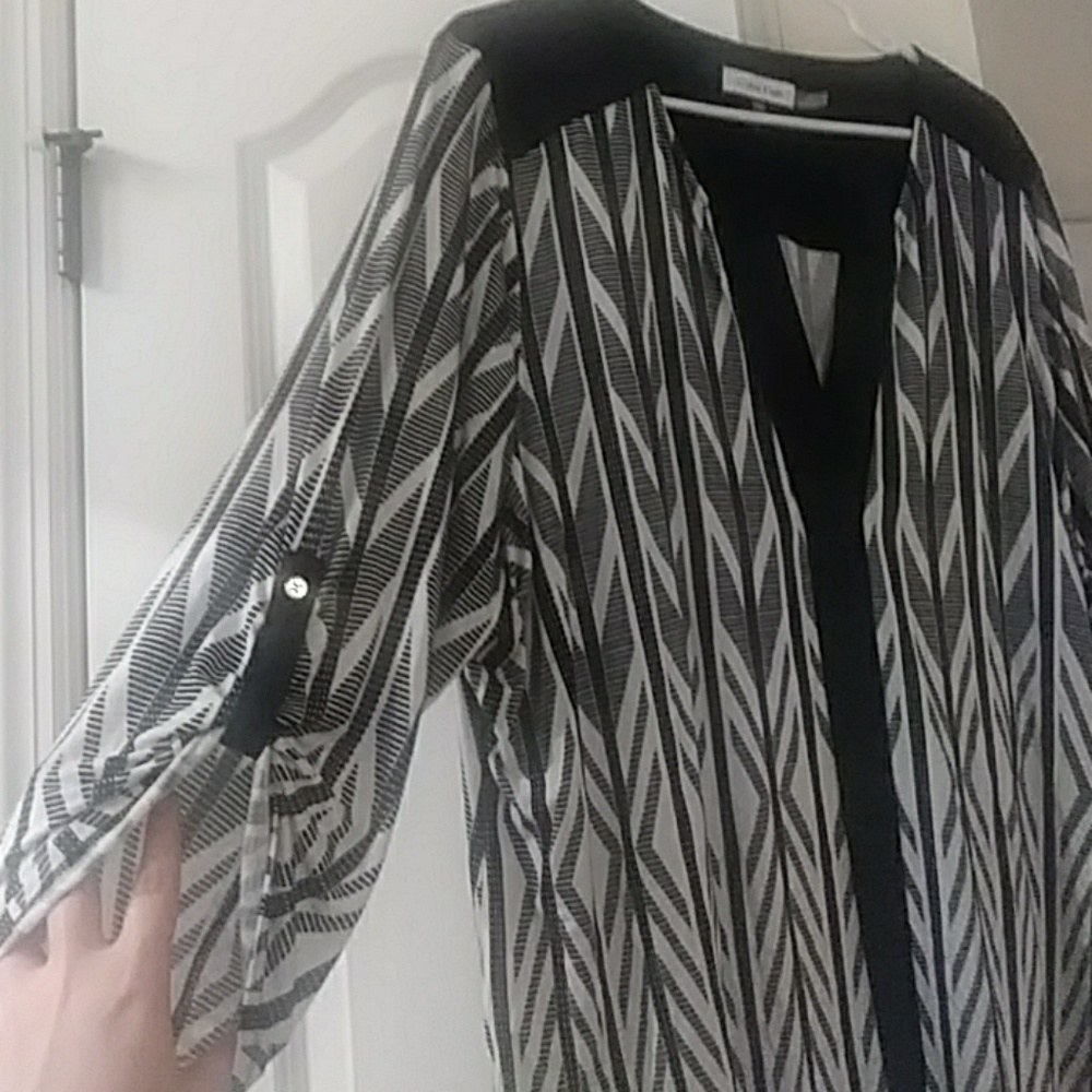 Calvin Klein top 2XL black white boho style - Picture 2 of 8
